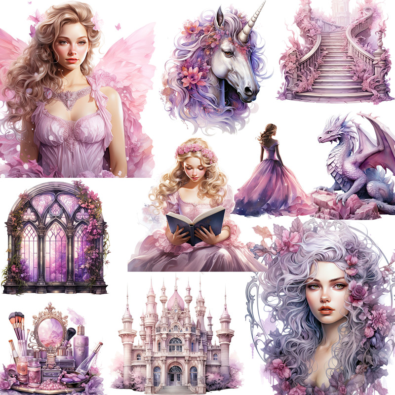 %E3%80%90The%20Quiet%20Page%E3%80%9112pcs/pack%20Purple%20Fairy%20Tale%20Princess%20World%20Sticker%20Diy%20Craft%20Scrapbooking%20Album%20Junk%20Journal%20Decorative%20Stickers%20-%20Image%203