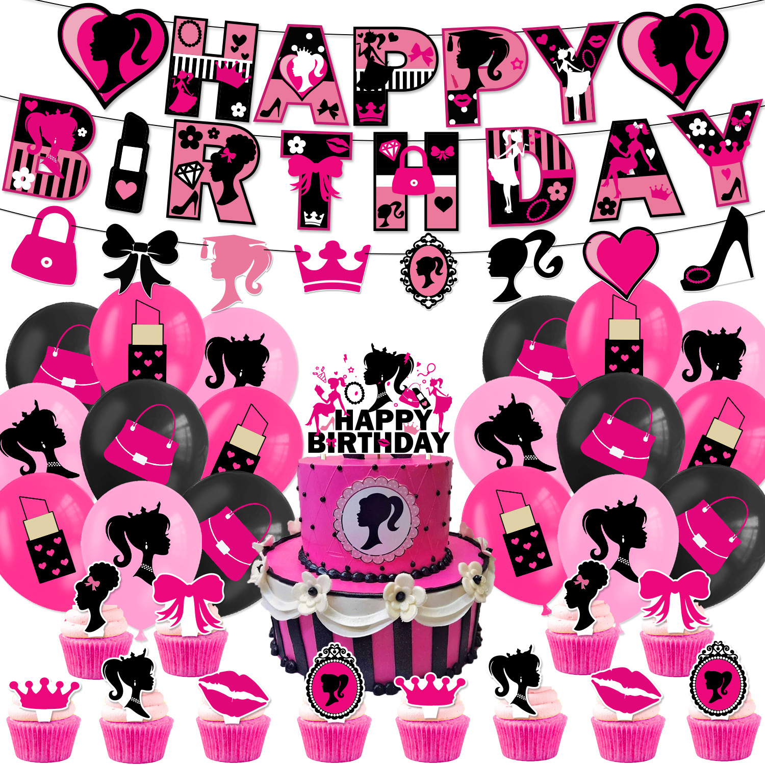 Amazon.com: Rsstarxi 1 Pack Girl Birthday Cake Topper Glitter Crown Girl Birthday  Cake Decoration for Girl Theme Wedding Birthday Baby Shower Party Decoration  Supplies Black : Grocery & Gourmet Food