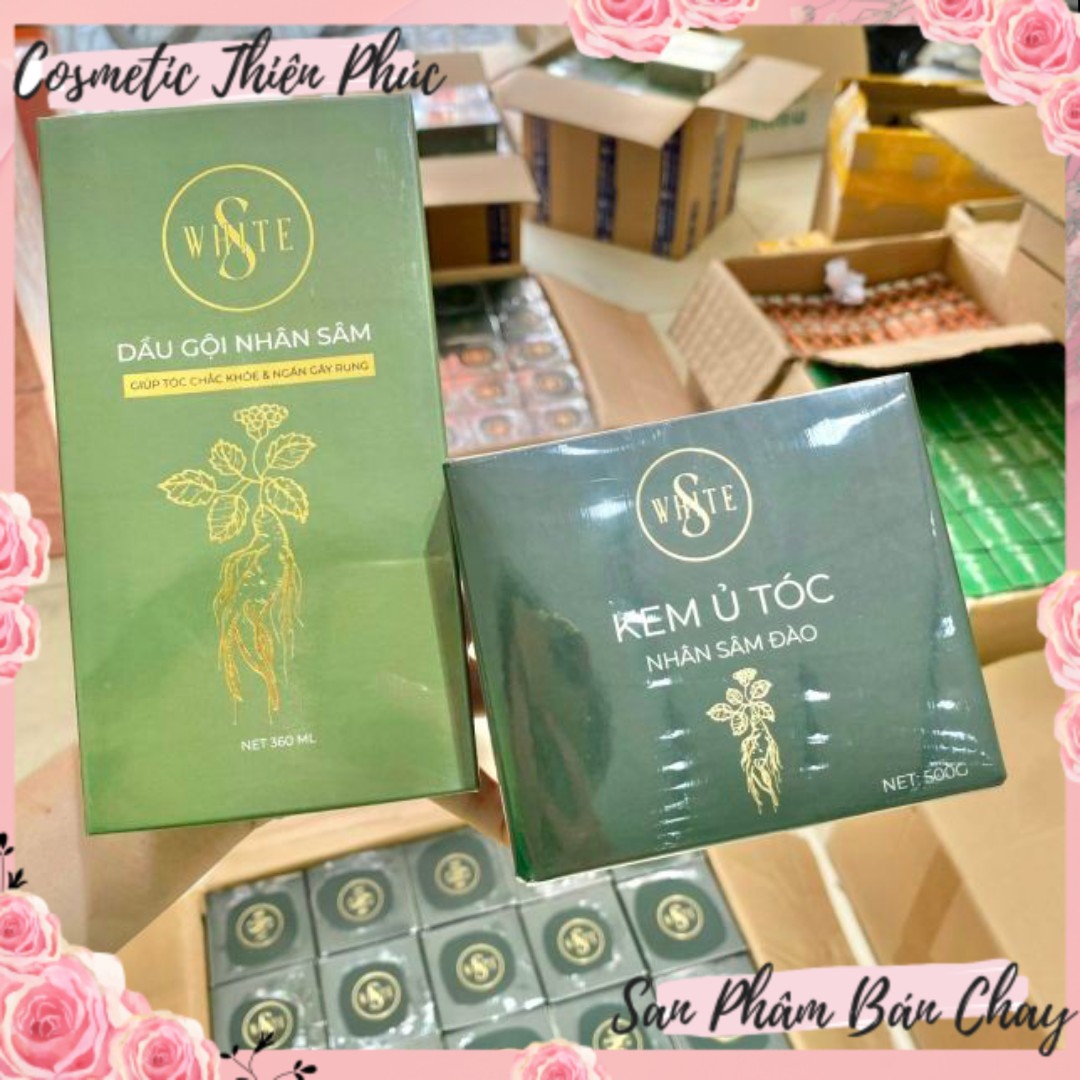 Bộ dầu gội ủ tóc nhân sâm đào swhite chính hãng 500ml + 360ml suông mượt , chống xơ rối , gãy rụng , phục hồi tóc