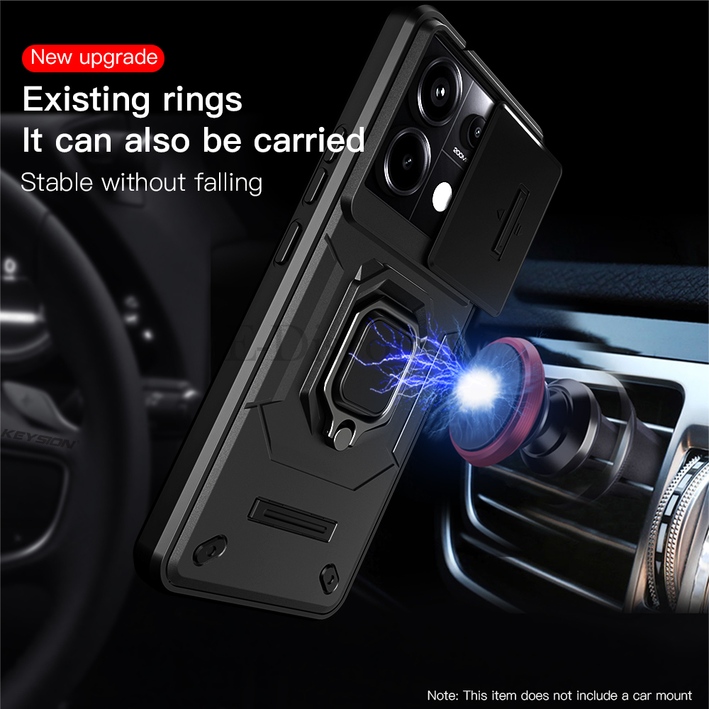 New Phone Case For Redmi Note 13R Pro Xiaomi Poco X6 NEO Cover Car Foldable Metal Bracket Sliding Camera Protection Hard Shockproof for Xiaomi Poco X6 NEO Redmi Note 13R Pro Case.