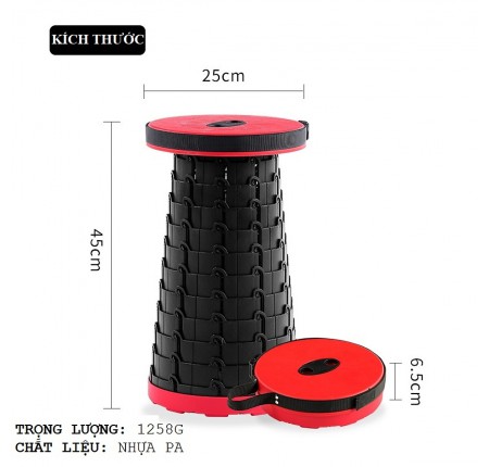 Ghế Tròn Xếp Gọn Du Lịch Tiện Lợi