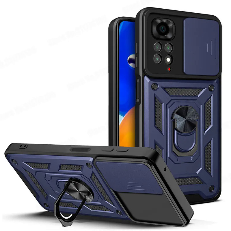 For redmi note 11s 11 pro armor heavy duty stand case for redmi note 10 9 pro 5g slide protection cover