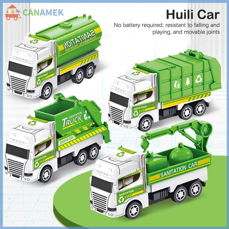 CANAMEK Trẻ em Đồ chơi xe hơi quán tính vệ sinh xe tải mô hình kéo trở lại kỹ thuật quân sự Xe chữa cháy động cơ bé trai đồ chơi cho trẻ em Quà tặng