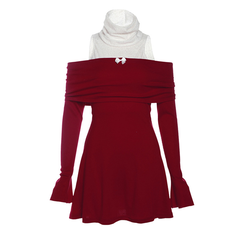 Laz Nigori Christmas dress long sleeve dress turtleneck red