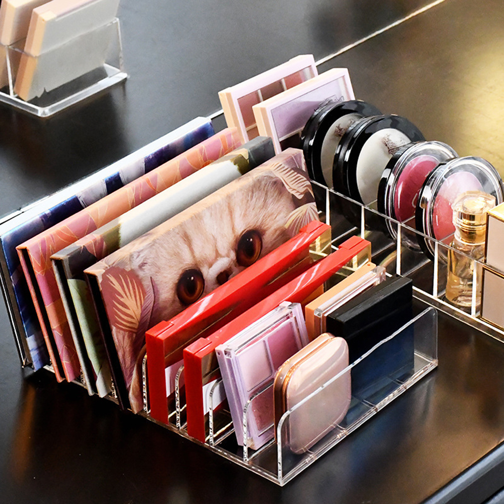7 Cavity Multi-layer Storage Case Individual Grid Easy to Use Acrylic Makeup Storage Shelf for Home