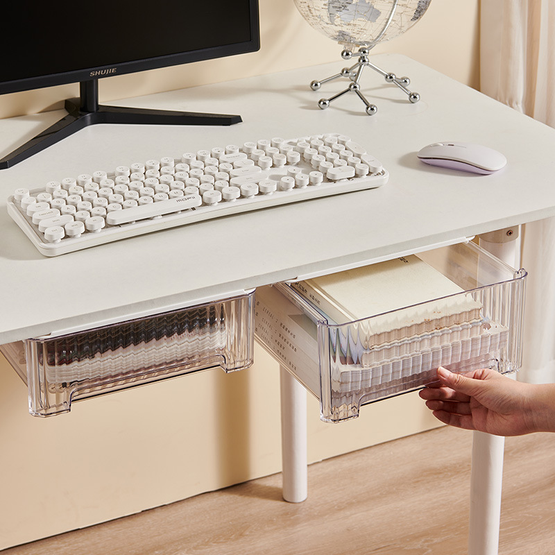 Wall-mounted hidden drawer-type storage box under the wall-mounted desk, large desktop office desk, desk bottom shelf, hidden storage box