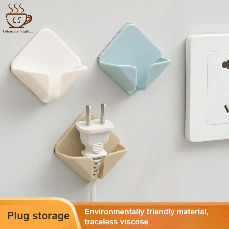 1/2/4 cái tự dính Ổ cắm điện móc treo chỗ đựng treo tường lưu trữ dây giá lưu trữ móc cắm nhà bếp