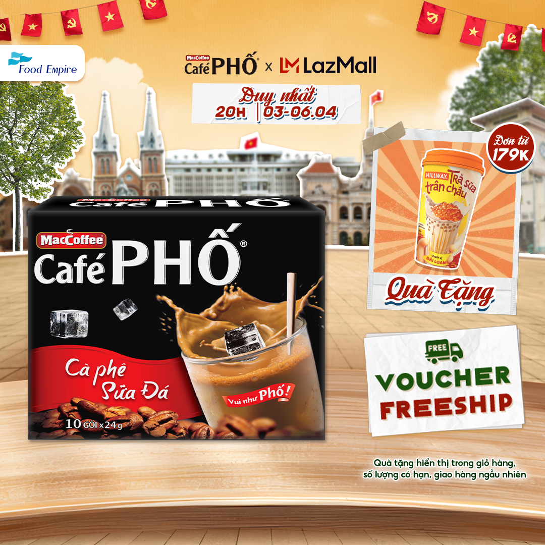 Cà phê Phố Sữa Đá - Maccoffee (hộp 10 gói x 24g)