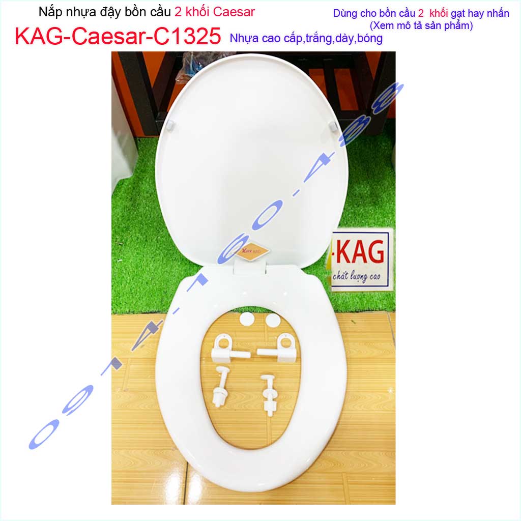 [HCM]Nắp đậy cho bồn cầu Ceasar KAG-C1325, nắp xí bệt 2 khối nhựa trắng bóng dày đẹp sử dụng siêu bền
