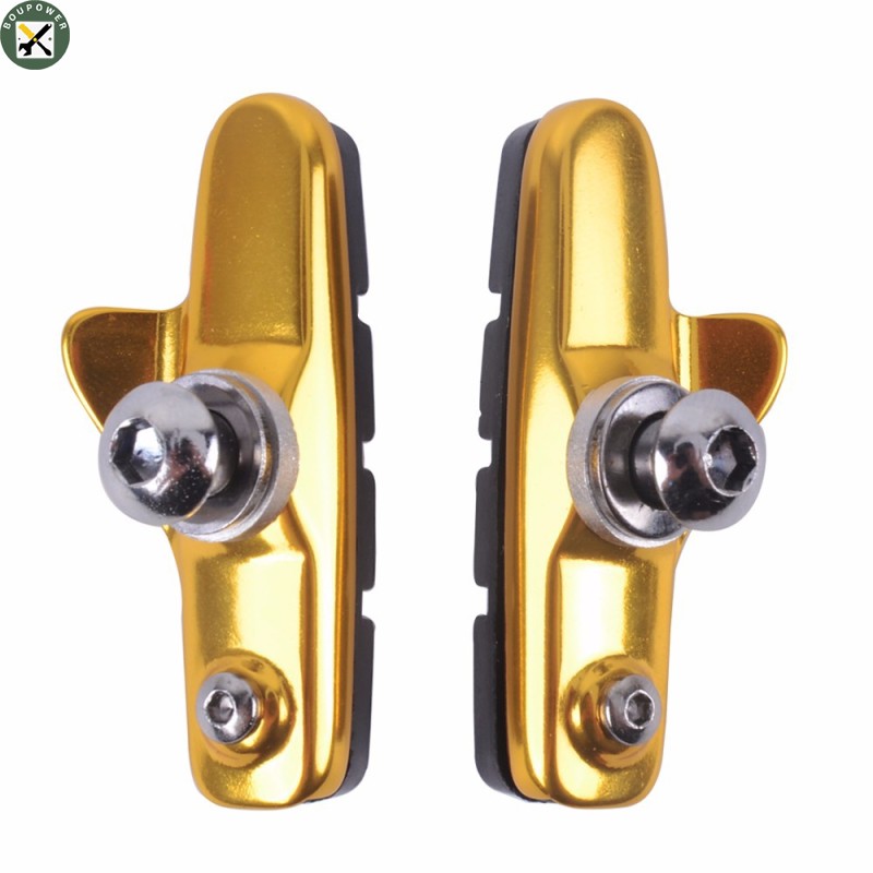 BouPower　Aluminum Alloy Road Bike Brake Block C brake Fixed Cog Silent Brake Block Piece Water Guide Rubber Brake Piece Bicycle Accessories