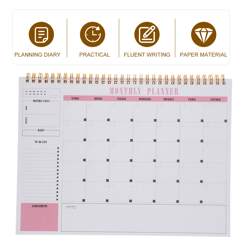Jiogein Schedule Notebook Small Orange Agenda Pads Planning Notepad Do List Daily Planner Coil Multifunction Office