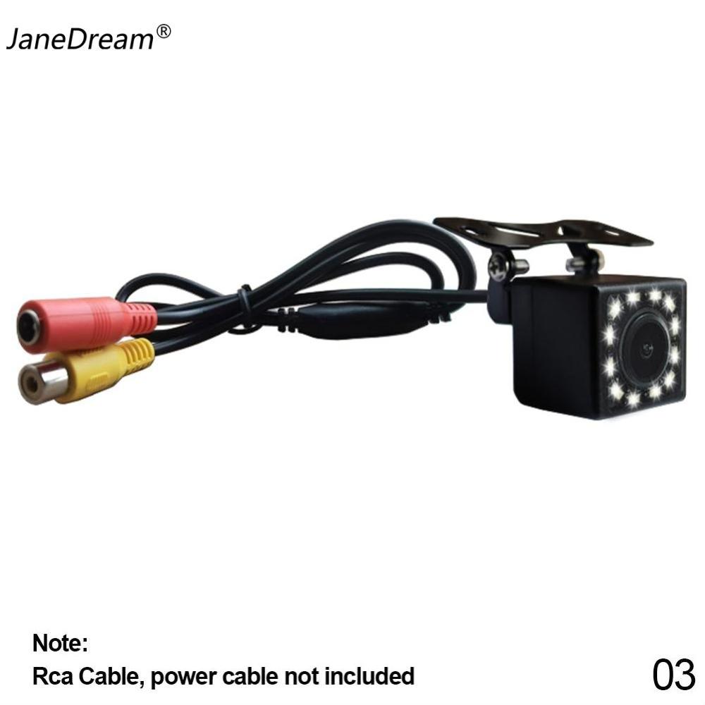 Janedream 4led/8led/12led car rear view camera wide angle hd waterproof backup parking reverse without rca cable & power cable