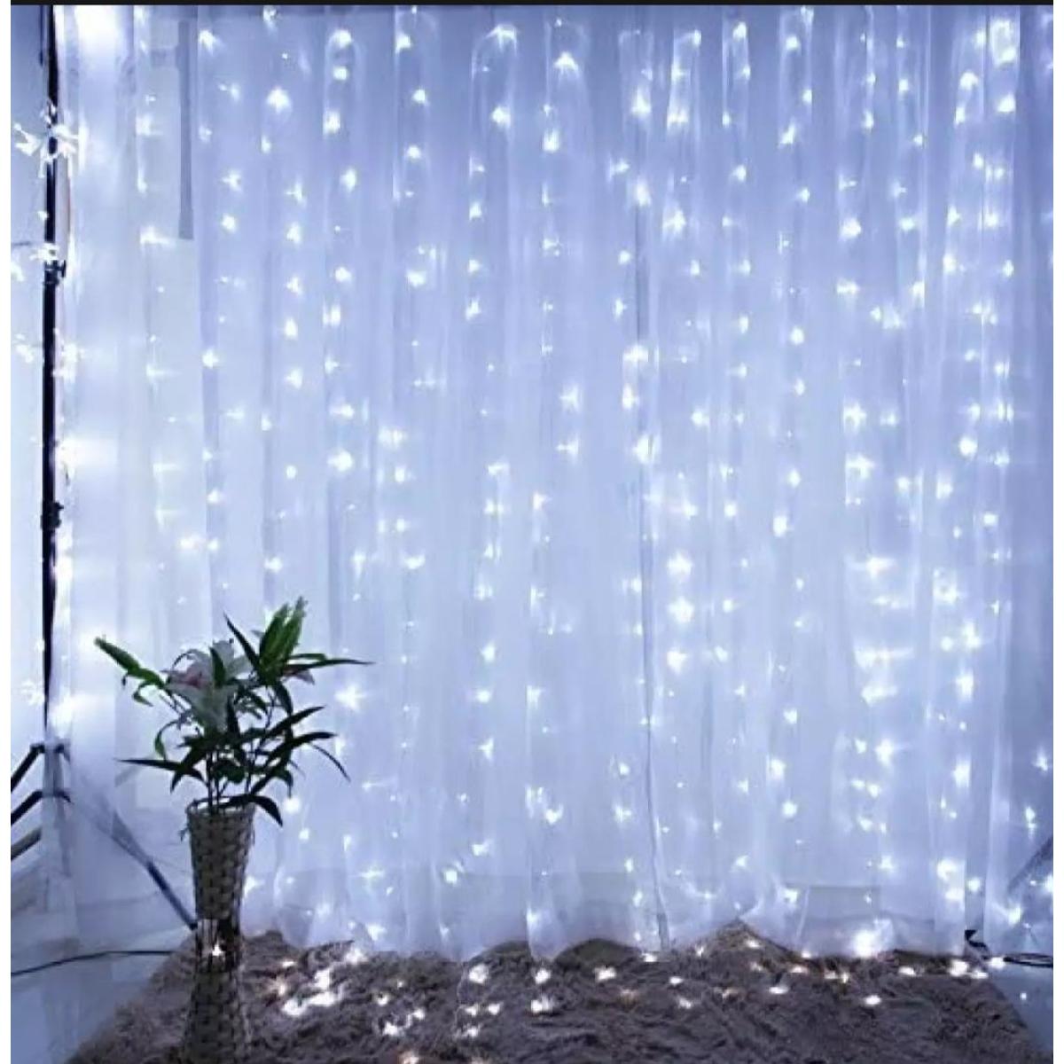 LED Curtain String Fairy Light 8 Modes, Plug in Lights, Cool White, Indoor Outdoor Decorative Wall Window String Lights for Bedroom, Party, Backdrop - Room Decoration Light.