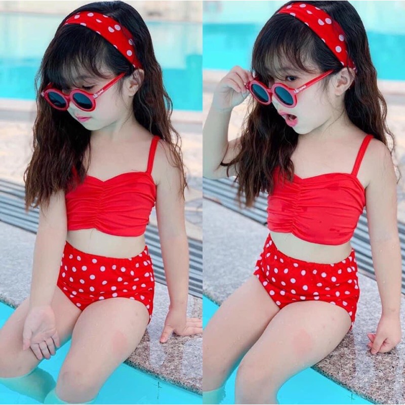 [SET 4 MÓN] Bikini cho bé gái - Bikini 2 mảnh áo lưới cá tính