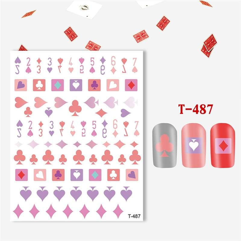 Sticker 3D bài tây dán móng 5.0 BYH125
