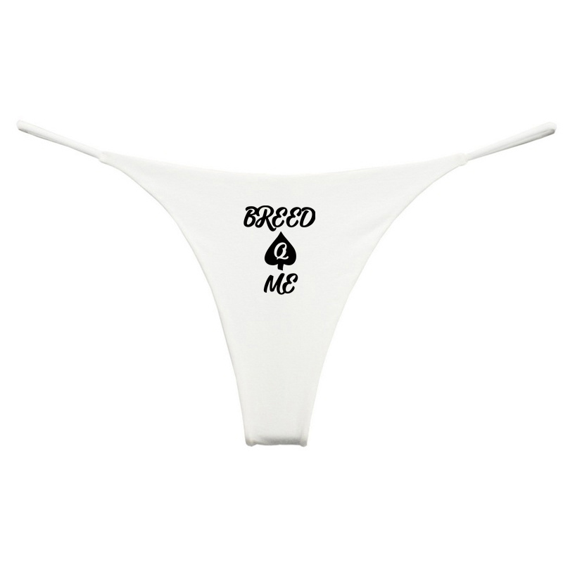 Aixuan  High Quality Queen of Spades BREED ME Print Cotton Underwear Double Layer Thin Strap Thong for Women Seamless Female Panties Gift for Her. 