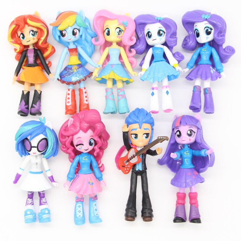 Fashion 9Pcs/Set My Little Girls Unicorn High School BJD Cartoon Figure Model Collection Dolls Toys For Girls
