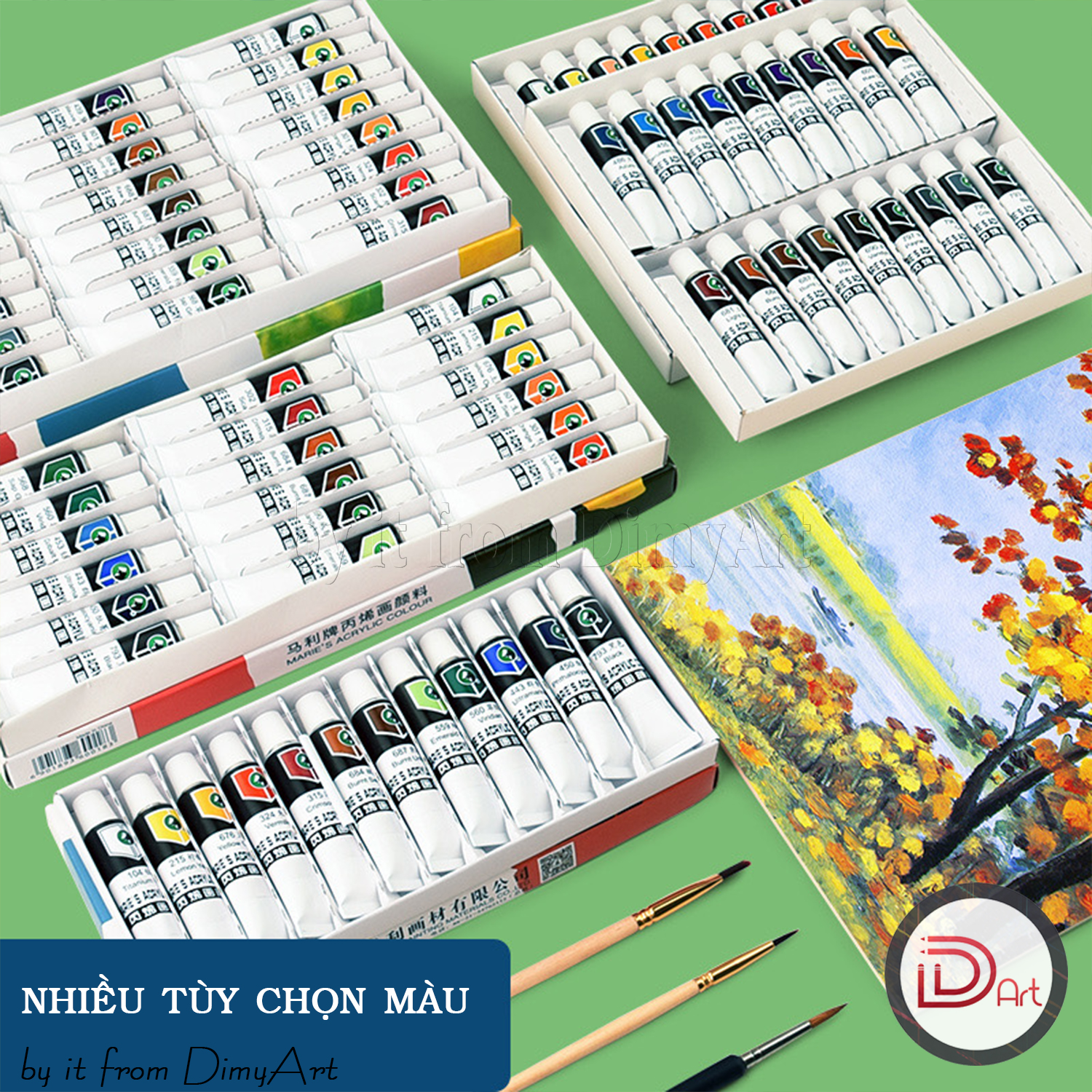 Bộ Màu Vẽ Acrylic MARIE'S Dạng Tuýp 12ml (12/18/24/36 màu)