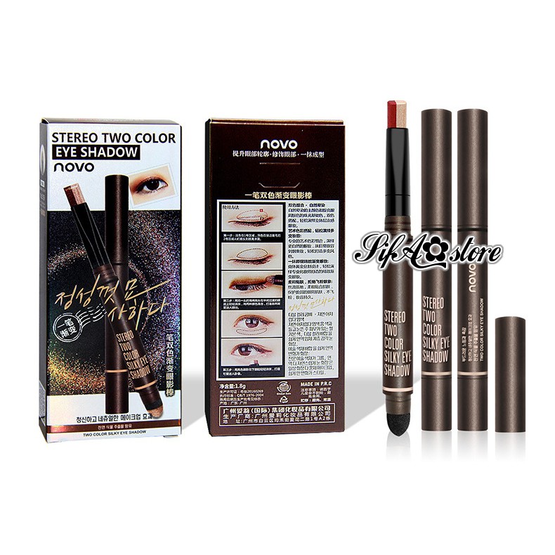 Phấn Mắt 2 Đầu Stereo Two Line Eye Shadow Novo