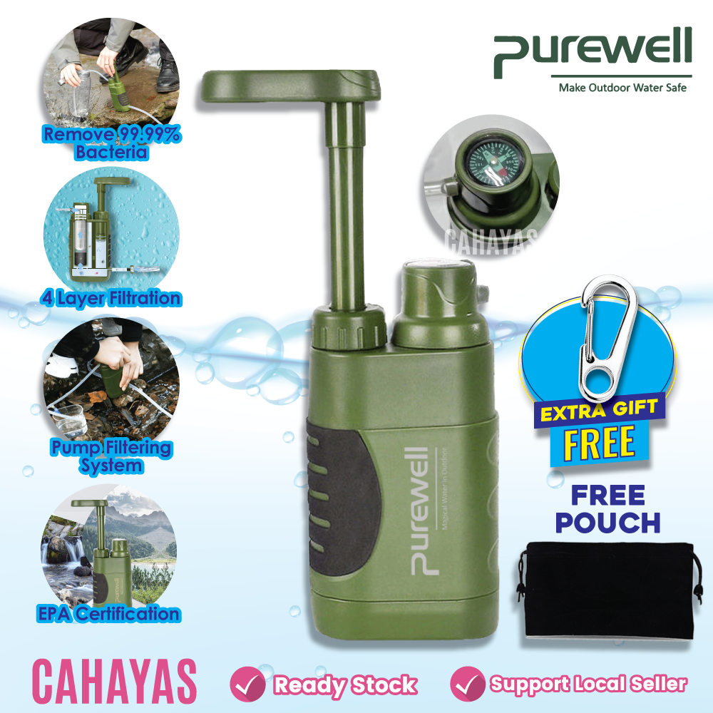 New] Purewell Portable Water Filter Pump Purifier - Outdoor Hiking Camping  Equipment Emergency Survival Tools