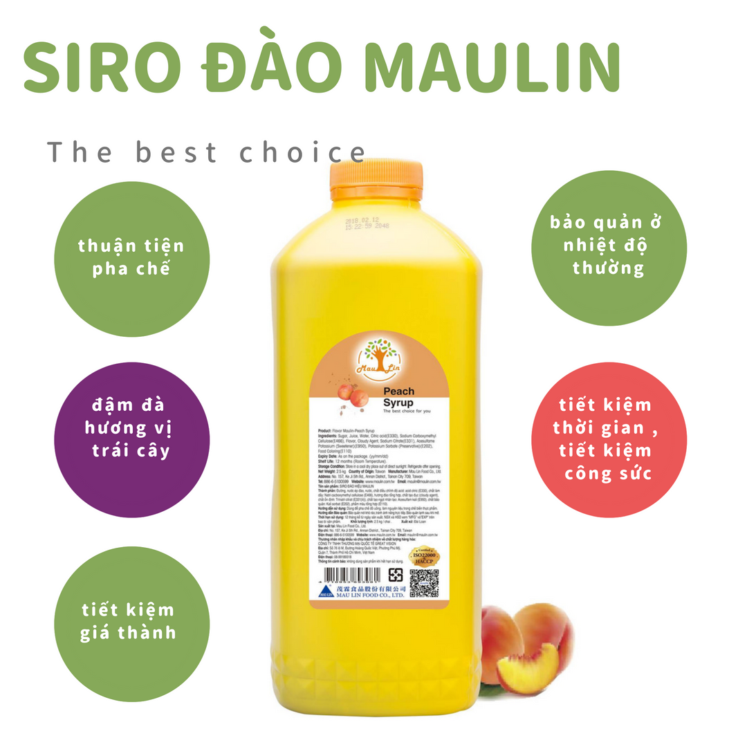 Siro Maulin Đào Siro Maulin can vàng 2.5kg Siro trái cây Đài Loan thumbnail
