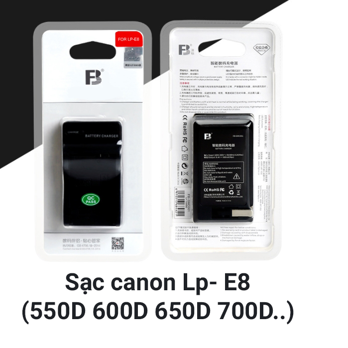 Pin sạc máy ảnh canon Lp e6 Lp E8 chính hãng FB