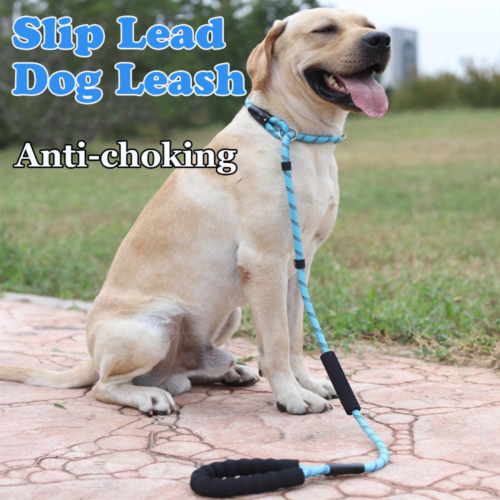 KUANGQIAN 6FT for Medium Large Dogs Comfortable Rope Leash Dog Training Leash Reflective Threads Anti-Choking with Traffic Padded Two Handles Dog Leash Slip Lead