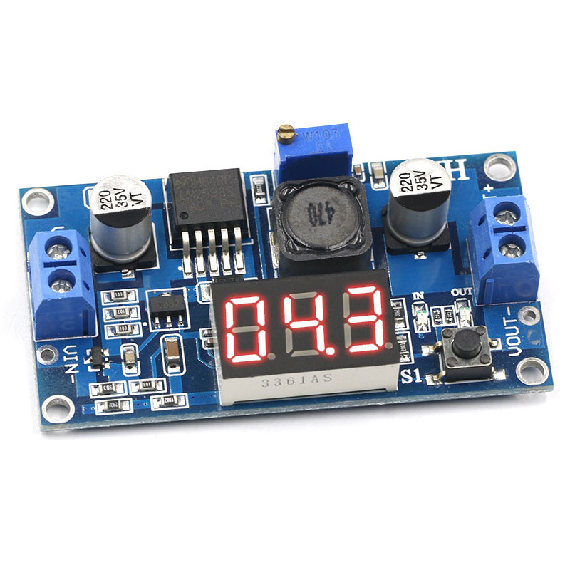 Lm2596 Buck 3A Điện áp DC-DC có thể điều chỉnh bước xuống mô-đun điện + vôn kế đèn LED