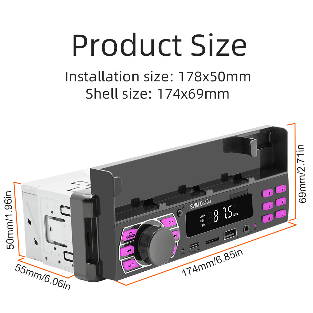 【Hàng có sẵn】hệ thống âm thanh nổi xe hơi DIN đơn âm thanh Bluetooth và gọi đầu đơn vị Máy nghe nhạc MP3 âm thanh USB đầu vào AUX Xe Máy nghe nhạc MP3 hệ thống âm thanh