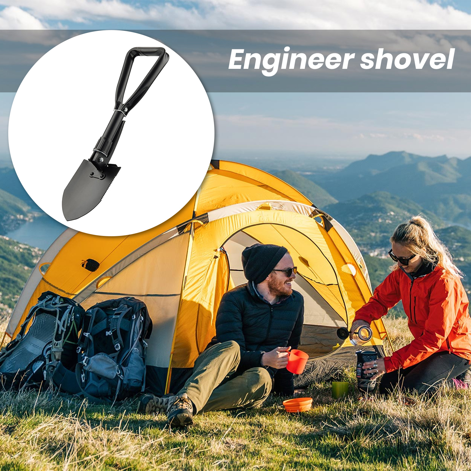 Multifunctional Military Folding Shovel High Durability Compact Size Portable Camping Digging Shovel Multi-Tool for Backpacking