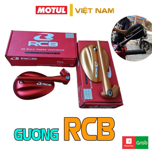 Gương chiếu hậu xe máy thời trang mini mẫu RCB S5 kiểu trái xoài gắn chân kính cho AB, SH, SH Mode, Wave,…