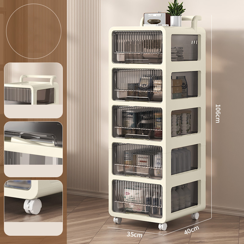 YONUO Mobile small cart storage rack, multi-layer toy snack book integrated cabinet, household baby product storage rack
