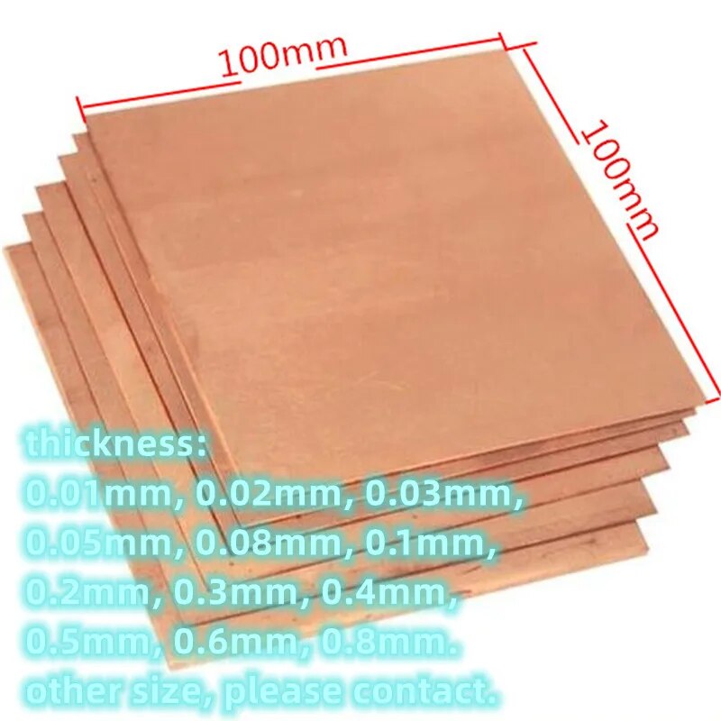 High purity copper plate thin copper sheet cu 99.9% pure copper foil 0.01mm - 0.8mm thickness copper wafer for research