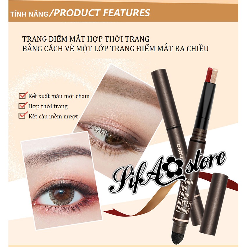 Phấn Mắt 2 Đầu Stereo Two Line Eye Shadow Novo
