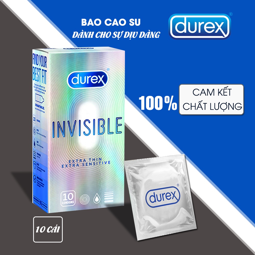 Bao cao su Durex Invisible Extra Thin Extra Sensitive - Siêu Mỏng - Cực Nhạy Cảm