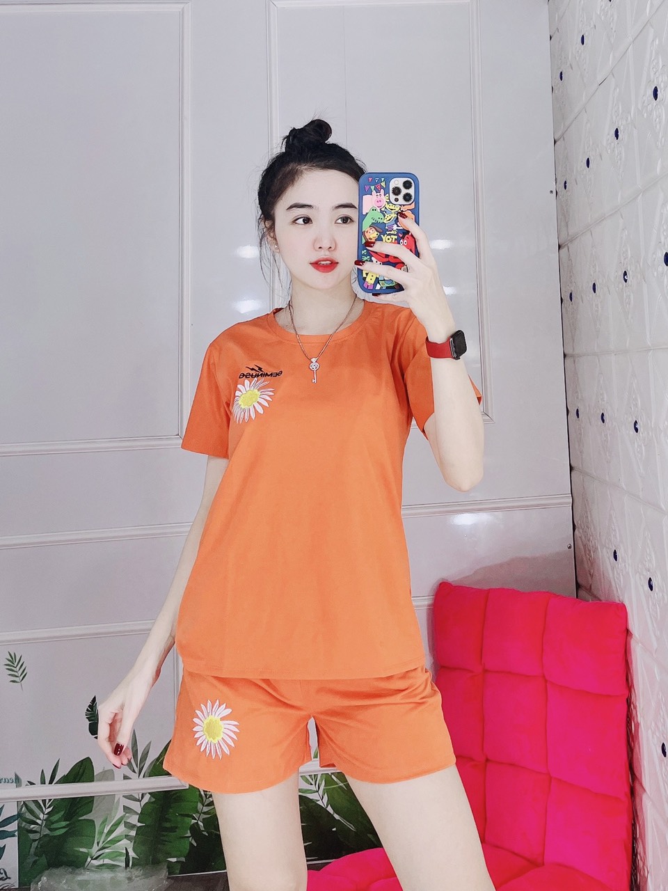 [KÈM ẢNH VIDEO THẬT + CÓ BIGSIZE TỚI 85KG] Set bộ thun đùi thêu chất liệu cotton