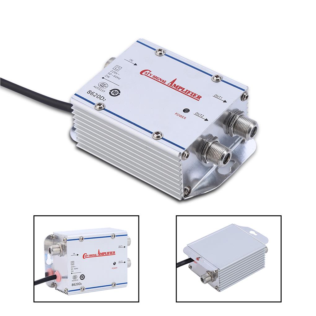 Standard AC 220V 2-Way CATV Signal Amplifier Video Assistor Splitter.