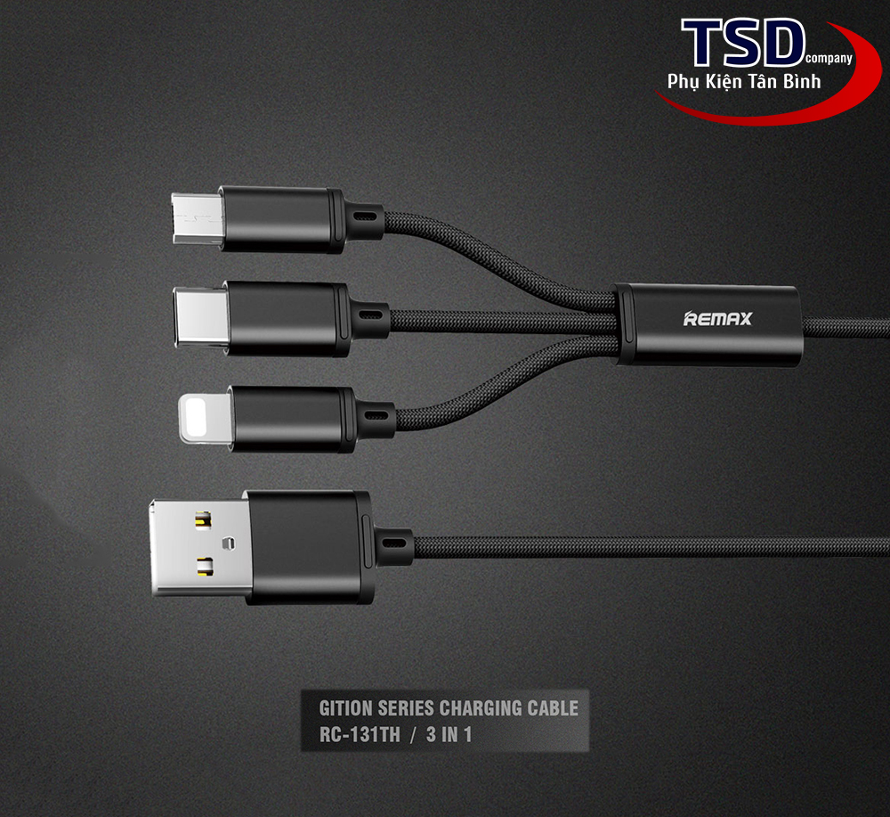 Cáp Đa Năng 3 Đầu Remax RC-131TH Chính Hãng ( Lightning - Micro USB - Type C )