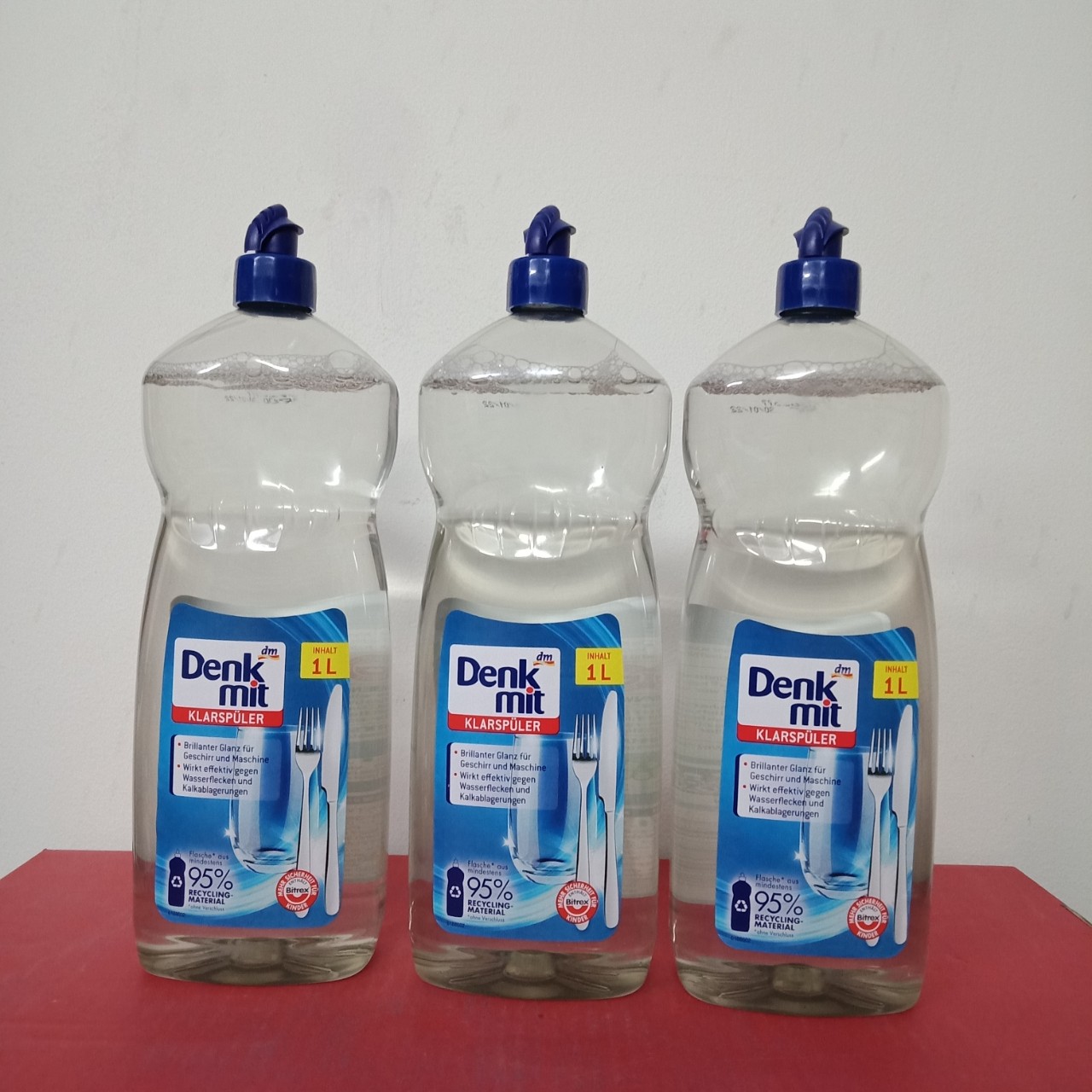 Nước bóng( trợ xả) Denkmit 1lít dùng cho máy rửa bát ly ( hàng nội địa Đức)