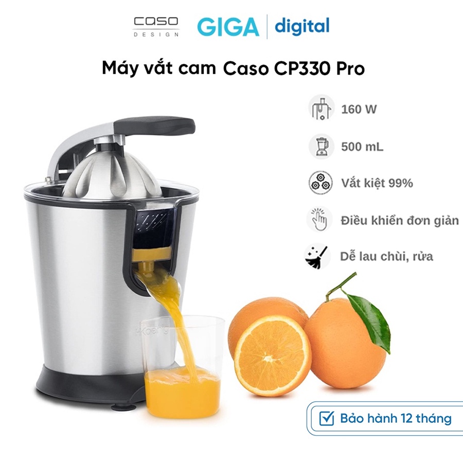 Máy vắt cam caso cp330 pro - hàng đức cao cấp 160w vắt kiệt 100%, nón ép đa năng - máy ép cam