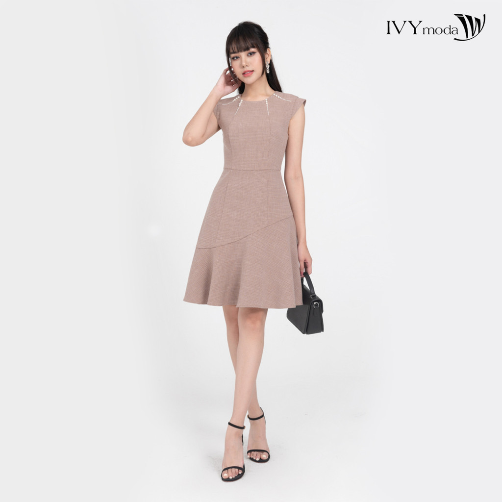 Đầm xòe đính hạt ngọc trai IVY moda MS 41M8148
