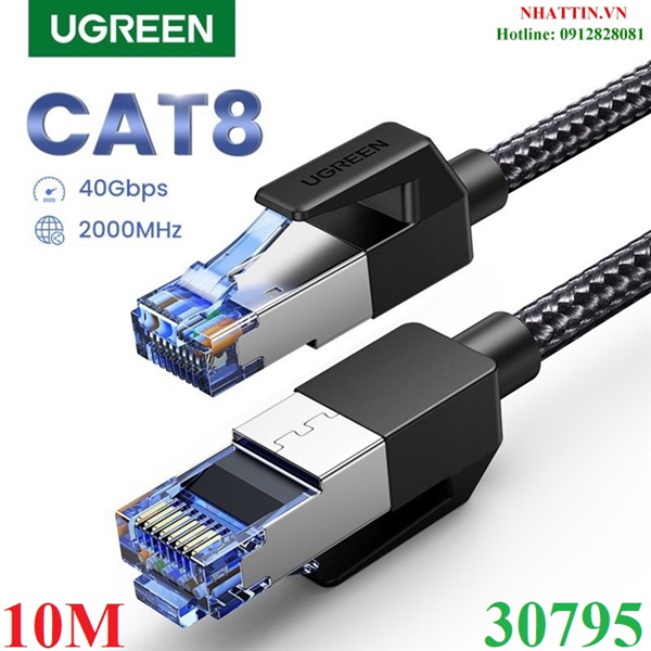 Cáp mạng cat8 đúc sẵn bọc dù dài 10m ugreen 30795 cao cấp