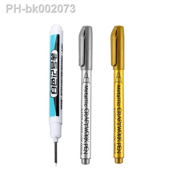 1/4Pcs White Permanent Paint Pen set for Wood Rock Plastic Leather Glass  Stone Metal Canvas
