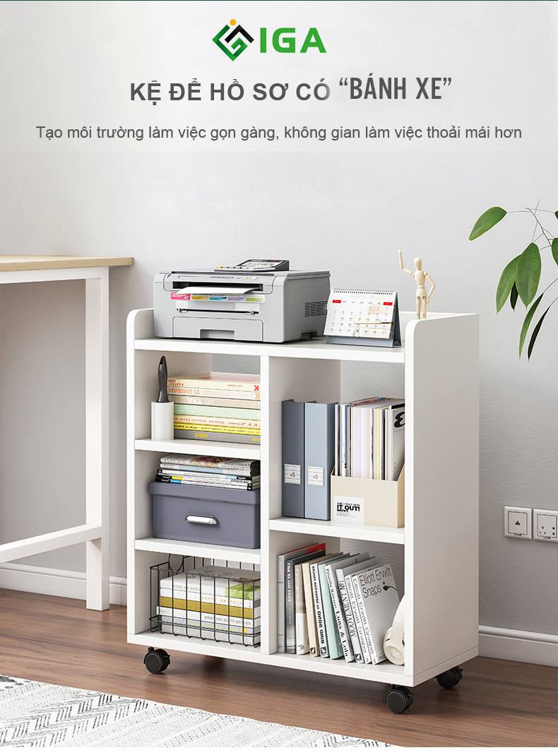 Kệ đa năng lưu trữ đồ có bánh xe, giá sách kệ để đồ tiện lợi - gp173