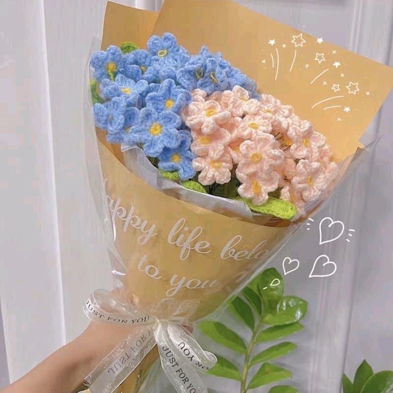 Bó hoa lưu ly bằng len handmade 15 bông