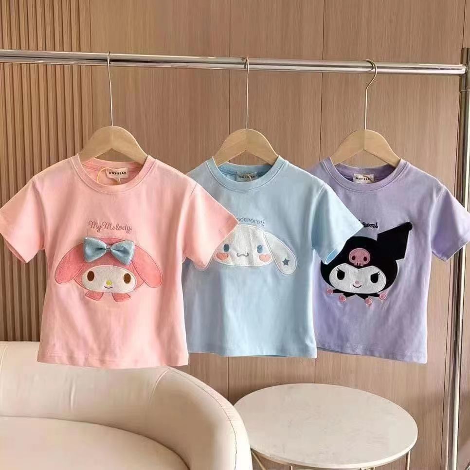 ALENA áo thun cho bé gái áo sơ mi bé gái Cô gái ăn mặc thời trang Áo thun ngắn tay bé gái mùa hè áo hoạthìnhthờitrang kuromi