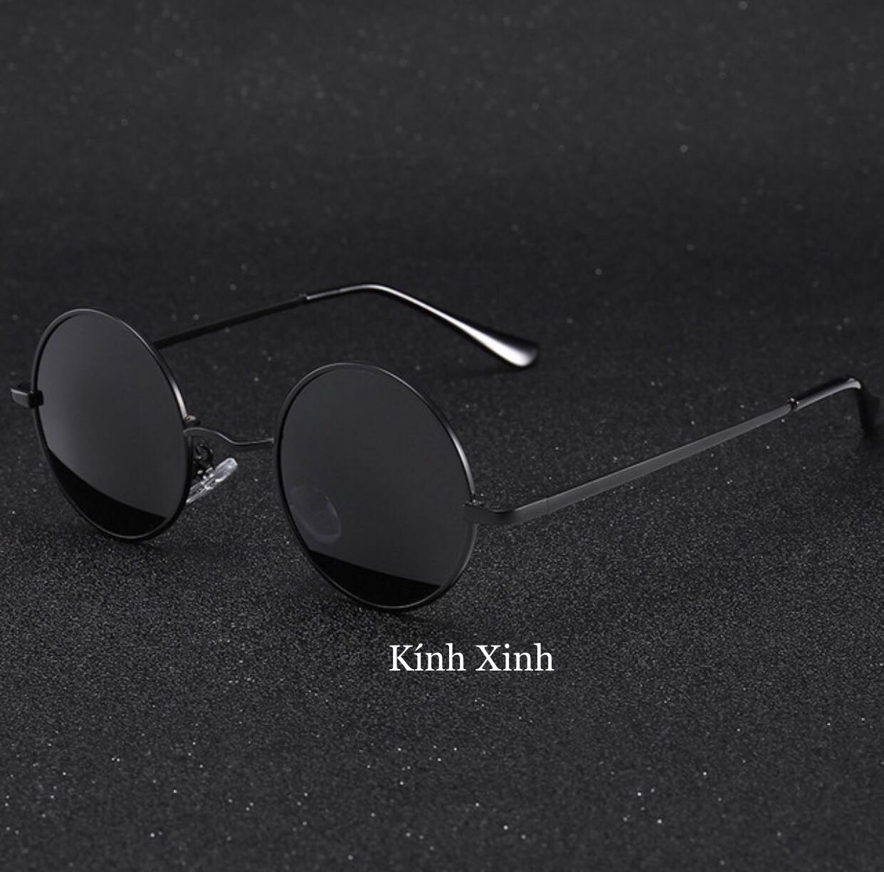 Kính râm, kính mát trẻ em mắt tròn mắt kính thủy tinh gọng lò xo kim loại
