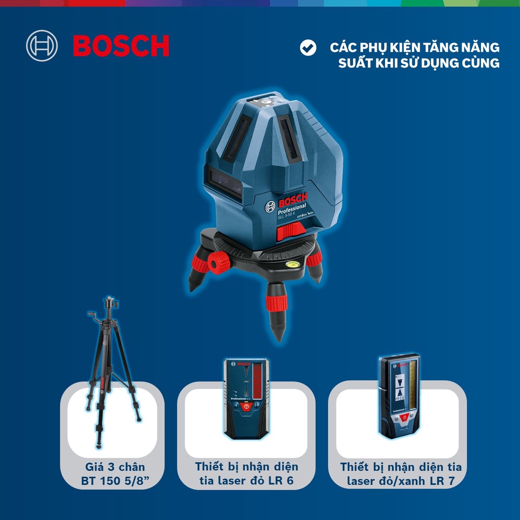 Máy cân mực laser tia đỏ Bosch GLL 5-50 X
