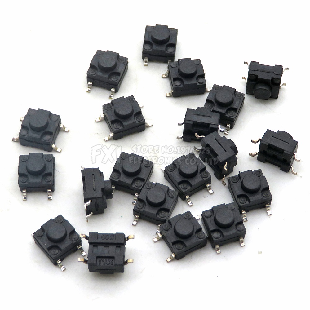 20 cái 6x6 PCB xúc giác nút bấm nhỏ chuyển SMD nhúng 4pin công tắc kích hoạt siêu nhỏ 6*6*4.3/5/6/7/8mm 6x6*4.3mm 5mm 6mm 7mm 8mm không thấm nước