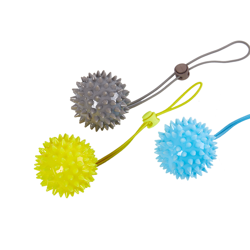 Durable 5.5CM TPR Spiky Massage Grip Ball With Rope String Spike ...